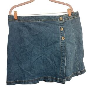 Denim Button-Front Skirt